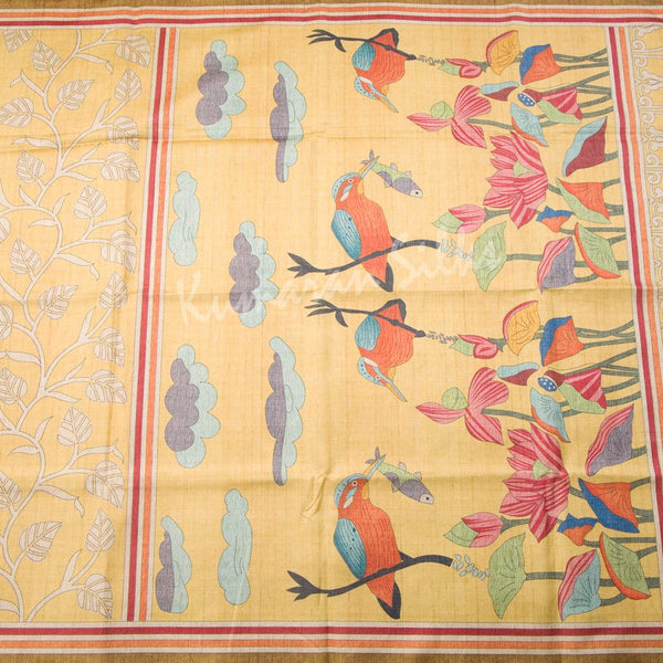 Semi Raw Silk Sandal Leaf Printed Saree - Kumaran Silks