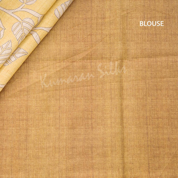 Semi Raw Silk Sandal Leaf Printed Saree - Kumaran Silks