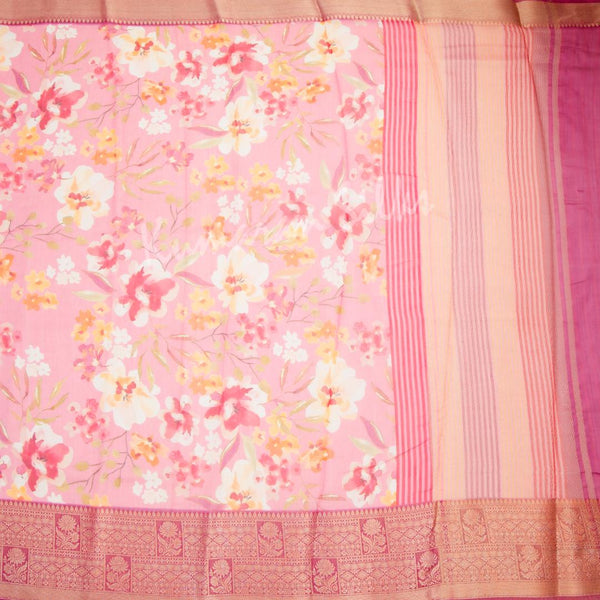Soft Organza Pink Floral Printed Saree - Kumaran Silks