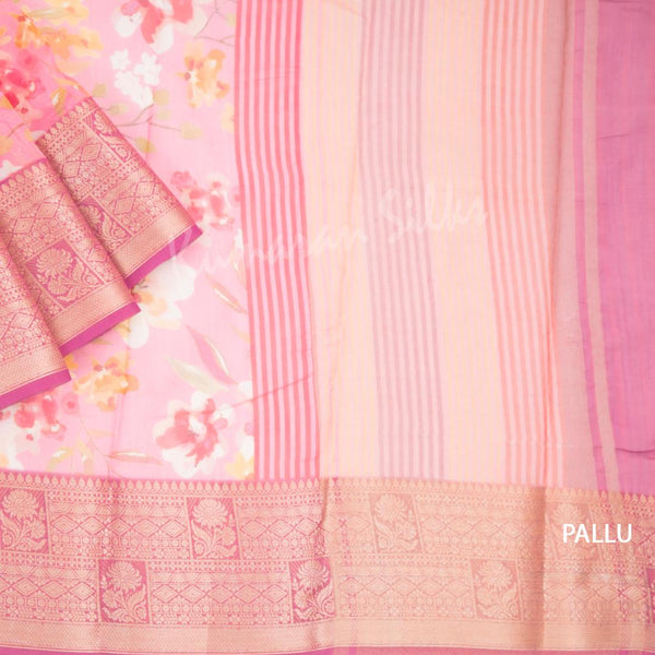 Soft Organza Pink Floral Printed Saree - Kumaran Silks