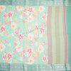 Soft Organza Turquoise Floral Printed Saree 02 - Kumaran Silks