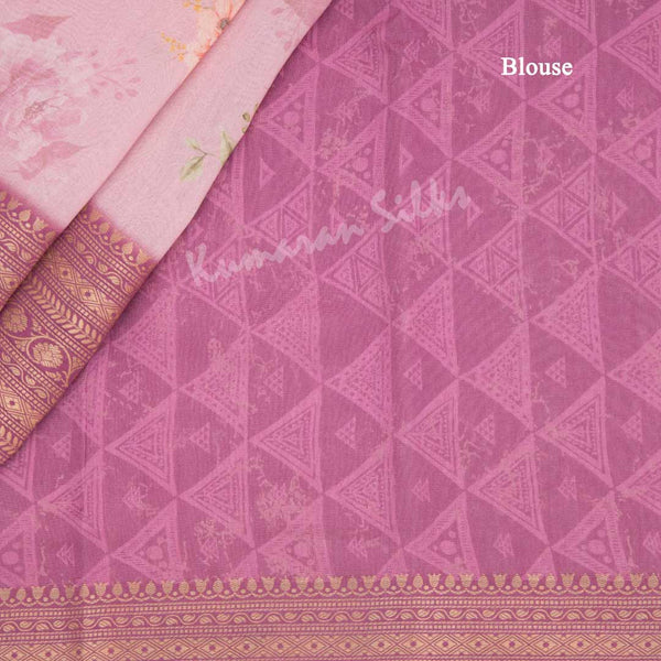Silk Viscose Light Pink Floral Printed Saree - Kumaran Silks