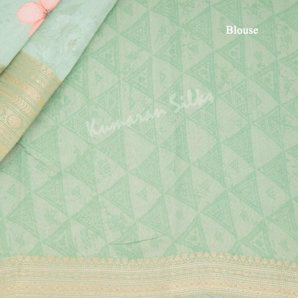 Silk Viscose Pista Green Floral Printed Saree 02 - Kumaran Silks