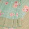 Silk Viscose Pista Green Floral Printed Saree 02