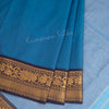 Venkatagiri Handloom Cotton Plain Azure Blue Saree Without Blouse - Kumaran Silks