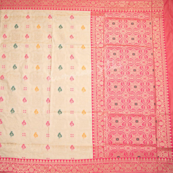 Semi Banaras Cream Zari Worked Saree - Kumaran Silks