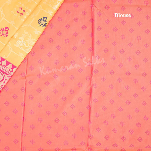 Semi Banaras Mango Yellow Zari Worked Saree 02 - Kumaran Silks