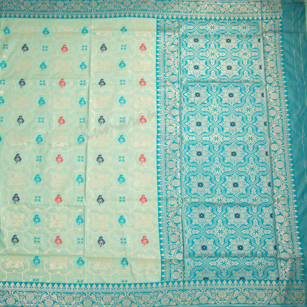 Semi Banaras Light Green Zari Worked Saree - Kumaran Silks