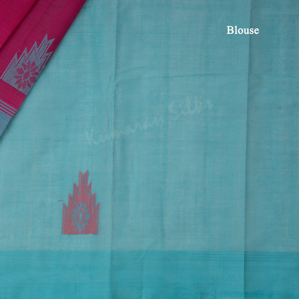 Kanchi Cotton Hot Pink Thread Worked Saree 02