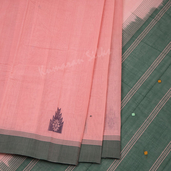 Kanchi Cotton Rose Pink Thread Worked Saree