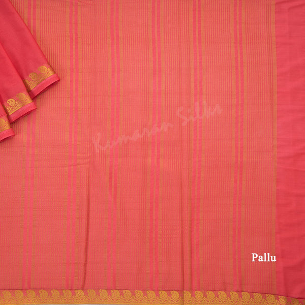 Semi Mysore Silk Plain Rose Pink Saree 02