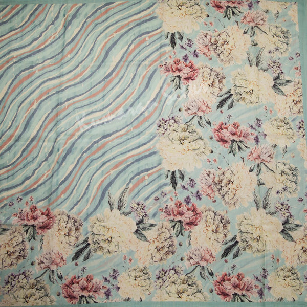 Semi Raw Silk Powder Blue Printed Saree