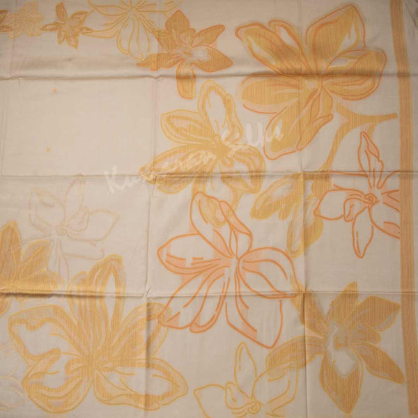Semi Raw Silk Cream Floral Printed Saree