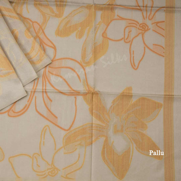 Semi Raw Silk Cream Floral Printed Saree