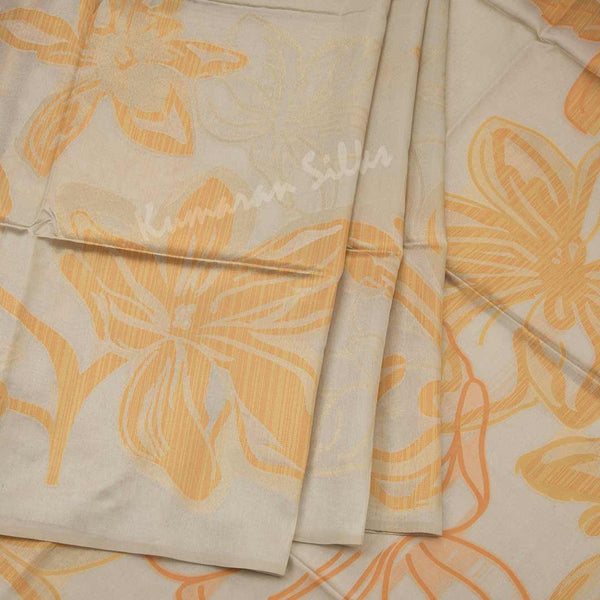 Semi Raw Silk Cream Floral Printed Saree