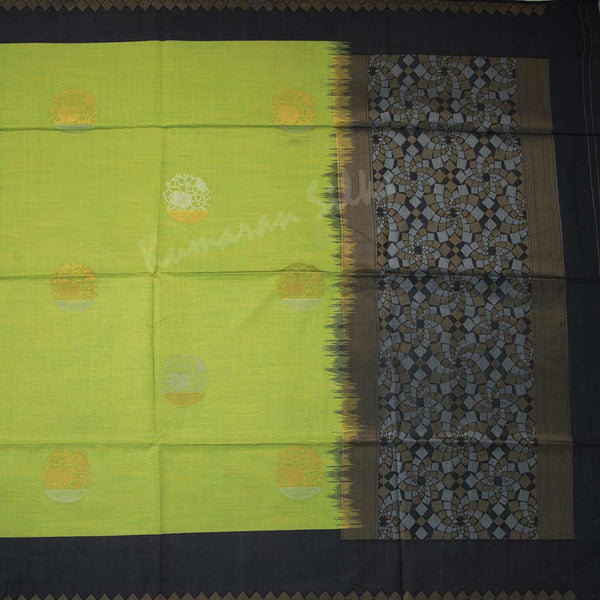 Semi Raw Silk Lime Green Zari Worked Saree