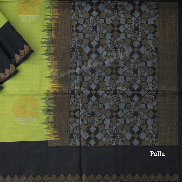 Semi Raw Silk Lime Green Zari Worked Saree