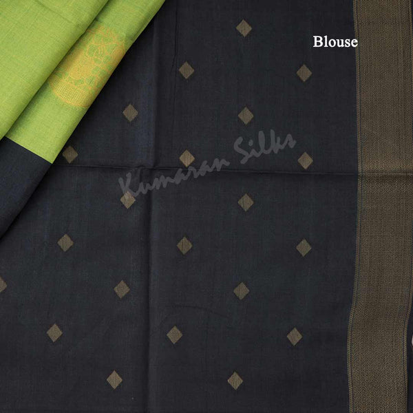 Semi Raw Silk Lime Green Zari Worked Saree