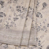 Semi Raw Silk Cream Printed Saree With Thread Border