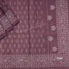 Semi Raw Silk Dark Purple Printed Saree With Thread Border