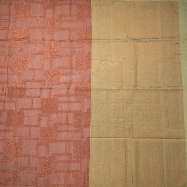 Silk Cotton Brown Zari Worked Saree 03