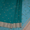 Semi Raw Silk Teal Green Thread embroidered Saree