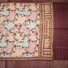 Semi Raw Silk Multi Colour Checked Saree With Floral Creeper Design