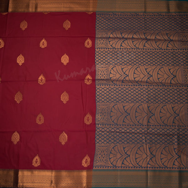 Semi Soft Silk Maroon Zari Worked Saree 03