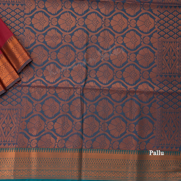Semi Soft Silk Maroon Zari Worked Saree 03