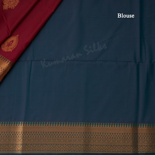 Semi Soft Silk Maroon Zari Worked Saree 03
