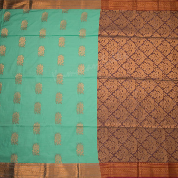 Semi Soft Silk Mint Green Zari Worked Saree 03