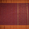 Chettinad Cotton Maroon Thread Embossed Saree Without Blouse