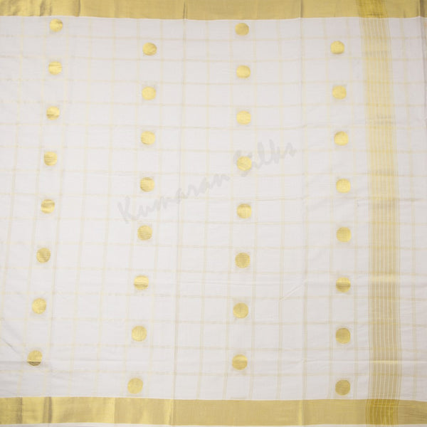 Kerala Cotton Cream Checked Saree 03