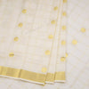 Kerala Cotton Cream Checked Saree 03