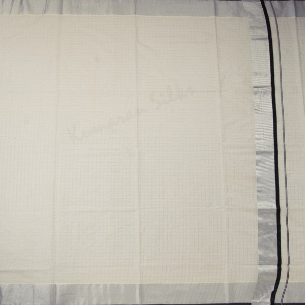 Kerala Cotton Cream Checked Saree 04
