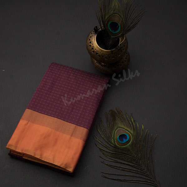 Art Silk Plum Purple Thread Worked Saree