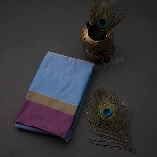 Art Silk Light Blue Thread Worked Saree