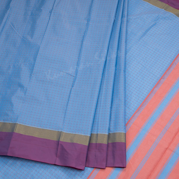 Art Silk Light Blue Thread Worked Saree
