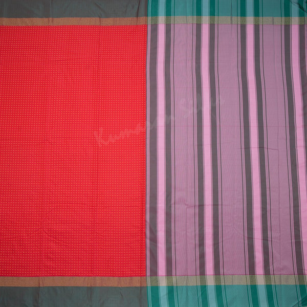Art Silk Red Thread Worked Saree