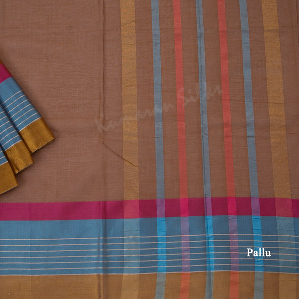Gadwal Cotton Cinnamon Brown Plain Saree