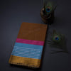 Gadwal Cotton Cinnamon Brown Plain Saree