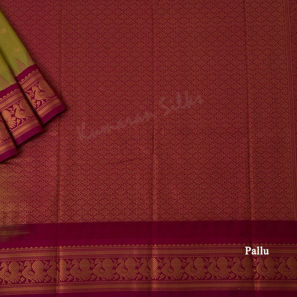 Semi Silk Lime Green Zari Worked Saree