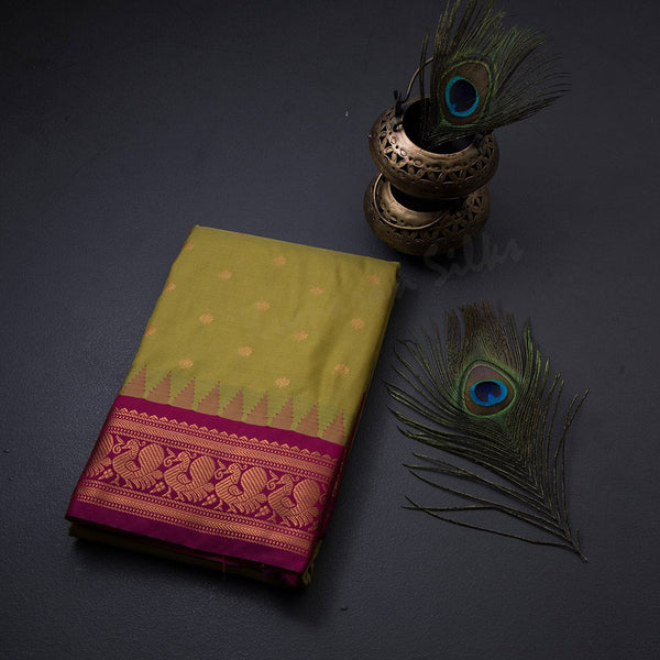 Semi Silk Lime Green Zari Worked Saree