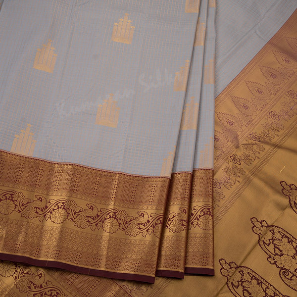 Semi Silk Grey Zari Worked Saree 03