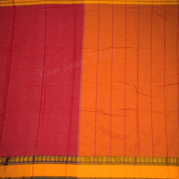 Gadwal Cotton Red Plain Saree