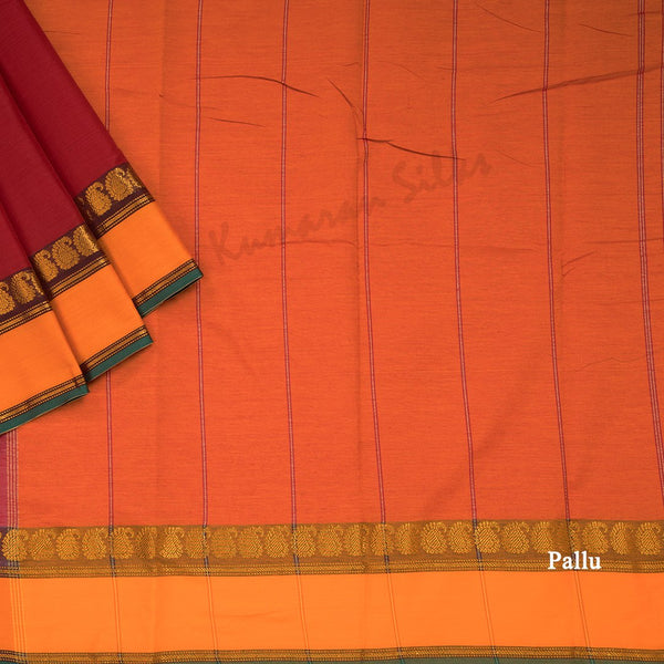 Gadwal Cotton Red Plain Saree