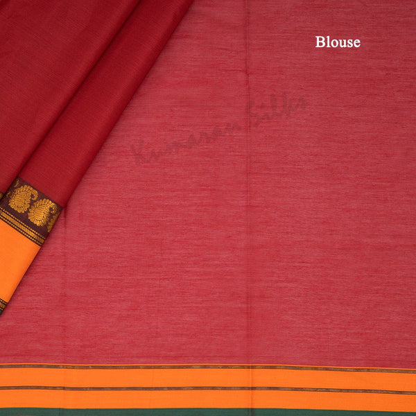 Gadwal Cotton Red Plain Saree