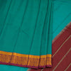 Gadwal Cotton Turquoise Plain Saree Without Blouse