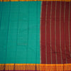 Gadwal Cotton Turquoise Plain Saree Without Blouse