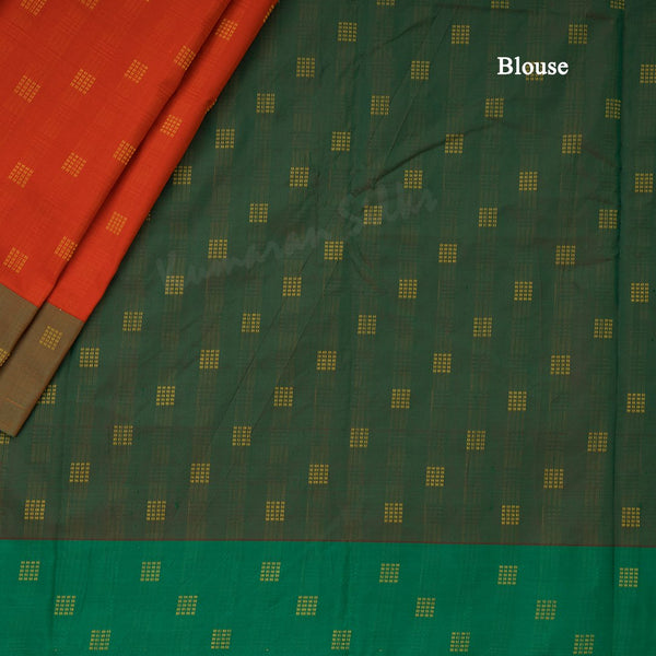 Art Silk Orange Thread Embossed Saree 03